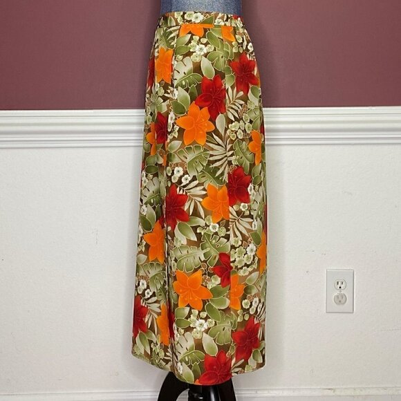 Joan Leslie tropical floral print midi skirt 10P - Picture 2 of 3